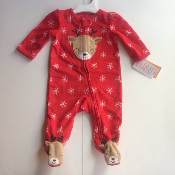 New Christmas Outfit Sleeper Lot 0-3 Reindeer Fleece Pajamas Shirt Pants Tutu - Picture 8 of 11